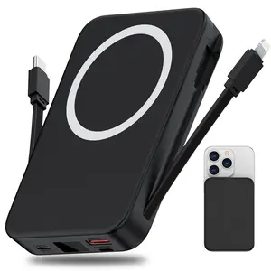 Magnetic Mobile Power Bank with Cable, Fast Charging Powerbank, 10000mah Portable Wireless Charger, 22.5W PD Fast Charging, LED Display, Battery Pack Compatible with iPhone 17/16/15/14/13/12 Pro/Pro Max, Rechargeable Battery Packs