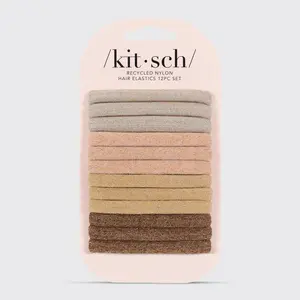 Recycled Nylon Glitter Medium Elastics 12pc - Neutral Recycled Nylon Glitter Medium Elastics 12pc - Neutral