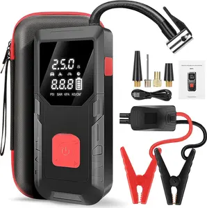 12 V  8000 mAh  Jump Starter 2800A with 150psI Air Compressor, Safe  Light and Practical Edition QB08L, Portable Jump Box and Charger for 6.0L Gas and 3.0L Diesel Engines.