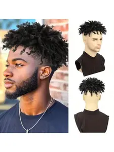 Dreadlock Hair Toppers with Clips, 3inch Dreadlock Hair Toupee for Men, Short Locs Hair, Synthetic Dreadlocks, Hair Wiglets, Hairpieces, Afro Curly Wigs