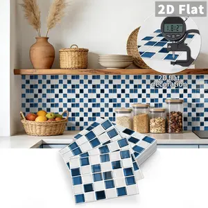 10 Sheets Self-Stick Tile Stickers, Moisture-Proof & Mould-Proof Decorative Wall Tiles, Ideal for Kitchen & Bathroom, 23cm X 17cm