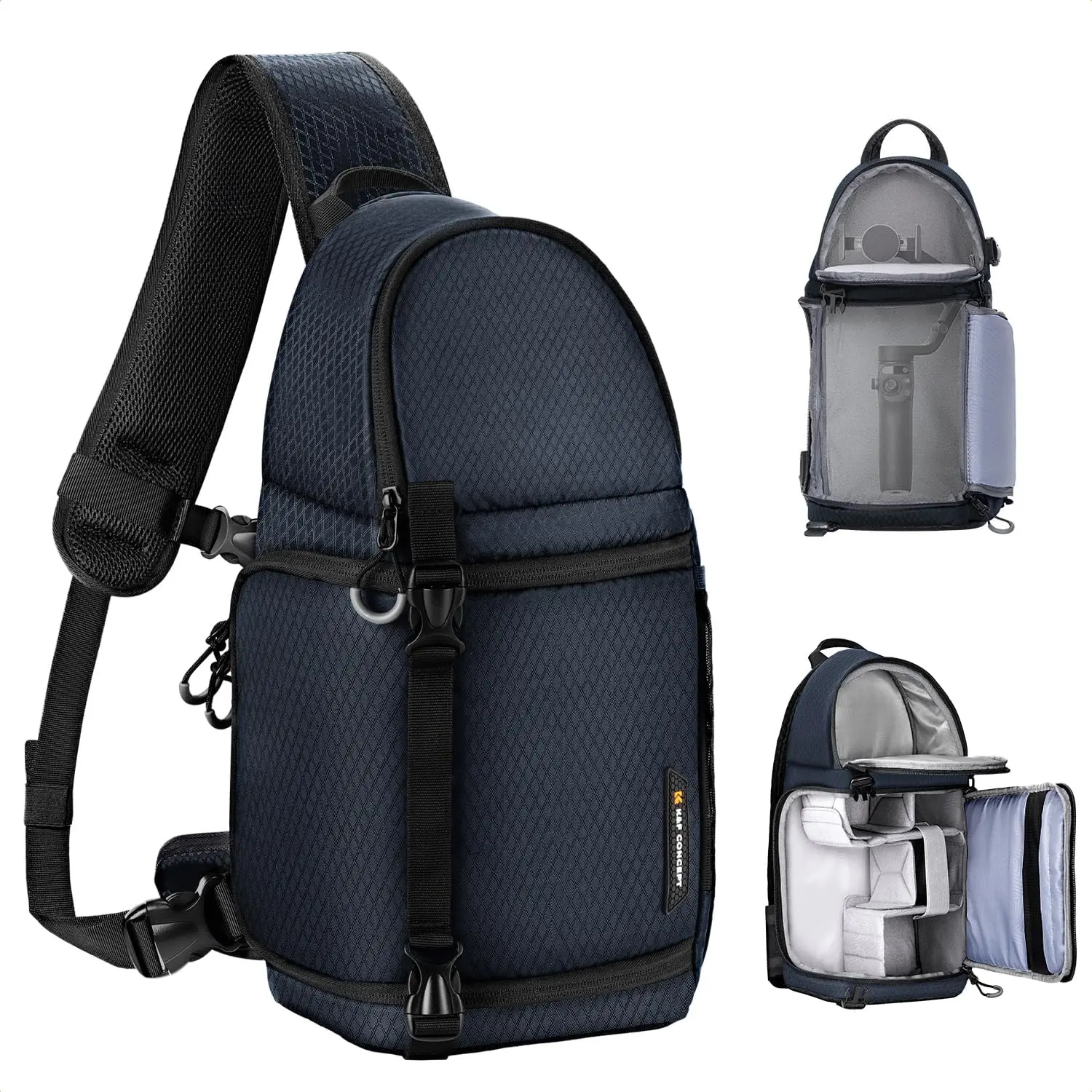K&F CONCEPT Camera Sling Bag - Crossbody Shoulder Bag for DSLR/SLR/Mirrorless Cameras, Flash, Tripod, Smartphone, Equipment, Holder Compatible with Canon, Nikon, Sony, Fuji, GoPro, DJI