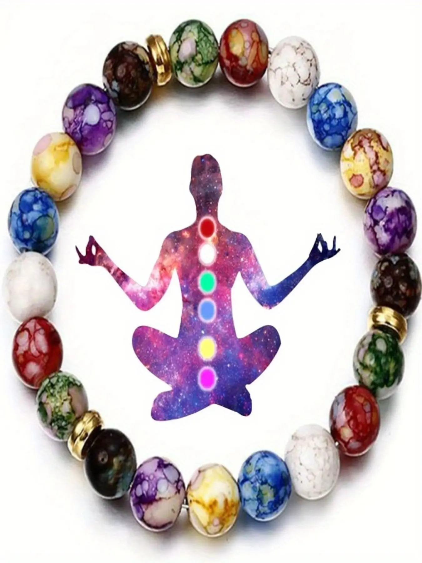 1 Women's Chakra Bracelet - 7 Chakra Balancing Yoga Meditation Jewelry with 7 Chakra Beads (Root, Sacral, Solar Plexus, Heart, Throat, Third Eye) - Perfect Gift for Mom/Best Friend/Girlfriend - Stackable Bracelets - Energy Bracelet
