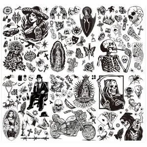 Tattoos Temporary for Adults, 8 Sheets 180+ Large Fake Tattoos, Chicana, Guadalupe, Gangster, Prisoner, Mexico, Chicano Party Decorations, Clothes, Tatuajes Temporales para Hombres