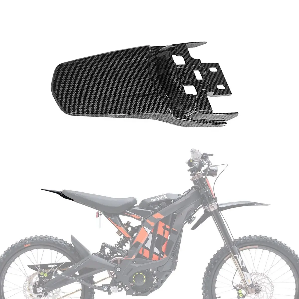 Rear Fender for SurRon Sur Ron X S LBX, Modified Rear Fender for Segway X160 X260, Imitation Carbon Fiber Long Back Mudguard for Surron Sur Ron Light Bee X/S Segway X260 X160 Electric Dirt Bike Parts, Easy Installation, Gift Motorbike, Motor Parts Accesso