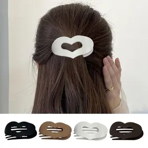 4PCS Cute Heart Hollow Hair Clips | Strong Hold Jaw Clips for Daily & Party Hairstyles