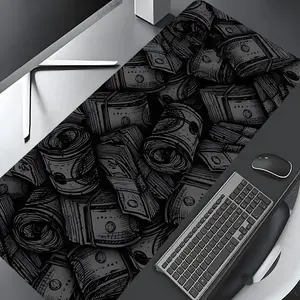 Money Pattern Desk Mat, Large Gameing Mouse Pad, Aesthetic Desktop Decoration Protection Pad, Non-slip Work Pad, Suitable for Laptop, Desktop Computer Games, Desktop Accessory