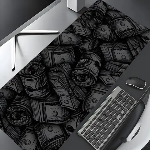 Money Pattern Mouse Pad, Rectangle Gaming Mouse Pad, Made For Gaming, Non-Slip Mousepad, Office Desk Keyboard Mouse Mat for Home Office Game Room Desk, Computer Mouse Pad, Desk Accessories