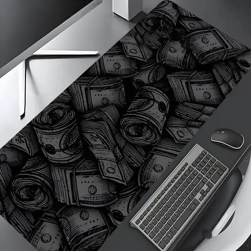 Money Pattern Desk Mat, Large Gaming Mouse Pad, Aesthetic Desktop Protection Pad, Non-Slip Home Office Work Mat, Suitable for Laptop & Desktop Computer Games, Desktop Accessory, Office Desk Accessories