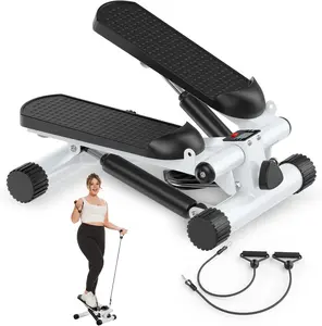 Steppers Fitness for Exercise, Stair Stepper with Resistance Bands, Mini Stepper with 300LBS Loading Capacity, Hydraulic Fitness Stepper with LCD Monitor home fitness