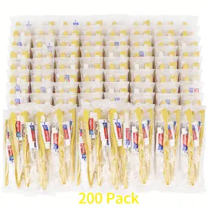 200 Sets Disposable Toothbrushes Bulk, Individually Wrapped Yellow Hollow Handle Travel Toothbrush Set, Soft Disposable Care Kit for Homeless Care, Nursing Home, Hotel, Charity Organization, Trip, Camping, Daily Hygiene
