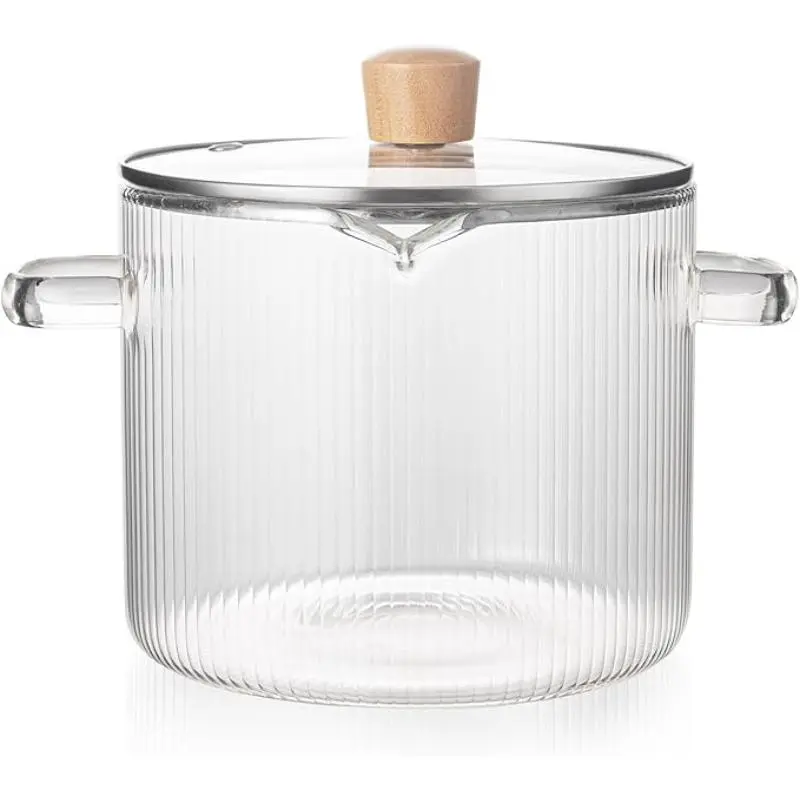 Heat-Resistant Glass Cookware Set with Lid, Suitable for Stove and Oven, Ideal for Soup, Stew, Milk, Rice, and Baby Food, Stew Pot, Cooking Pot, Cookware Kitchen, Glass Pots for Cooking on Stove