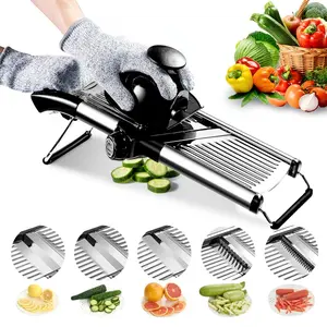 Mandoline Food Slicer  Adjustable For Kitchen Stainless Steel Mandolin Vegetable Potato/tomato/onion Julienne With Cut-resistant Gloves