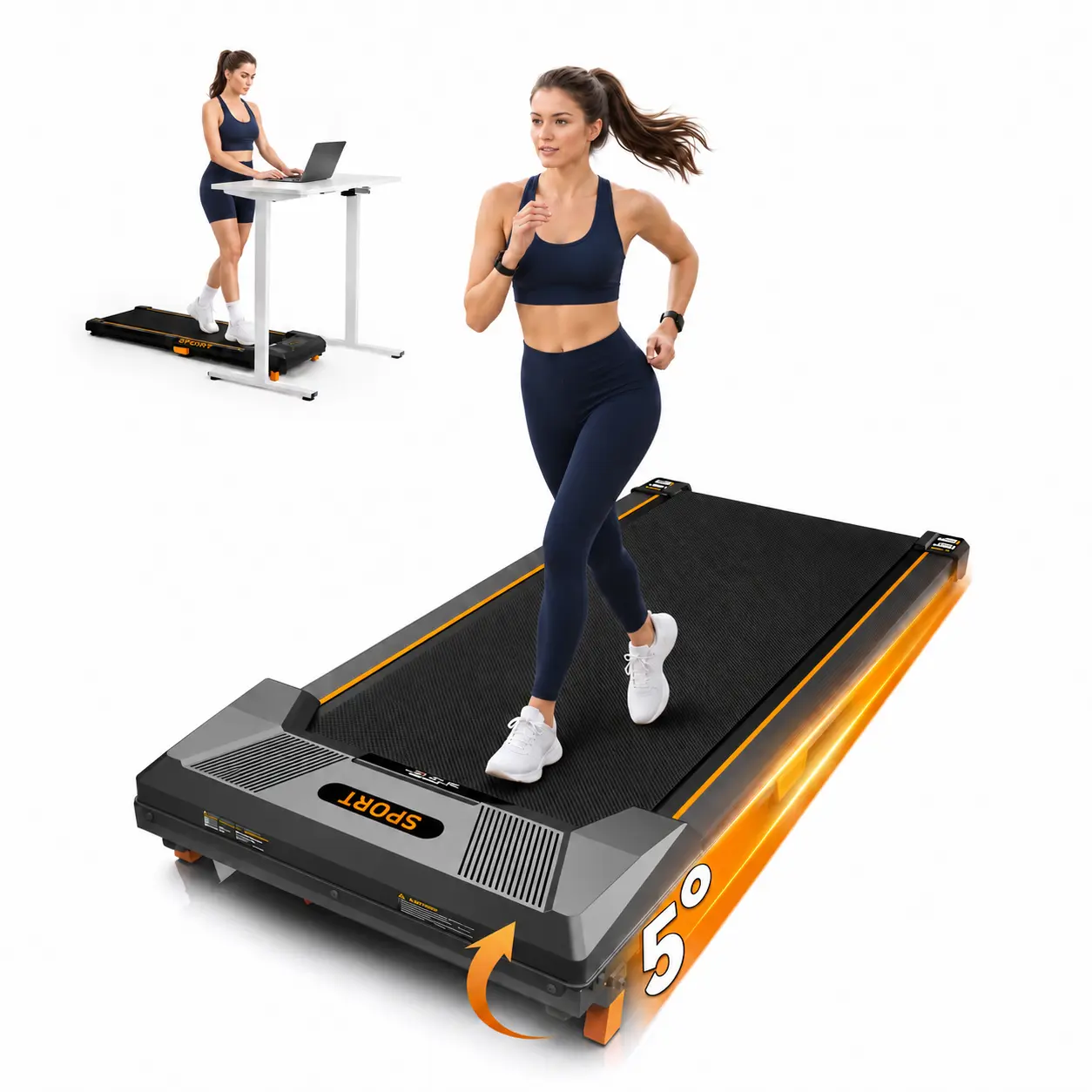 3-in-1 All-in-1 Motorized Treadmill for Home - Compact Folded Under Desk Incline Walking Treadmill, Adjustable Incline, Shock-Absorbing Quiet Walking Pad, Remote Control, LED Display, 330 lbs Capacity Multifunctional Workout Station Gym Equipment