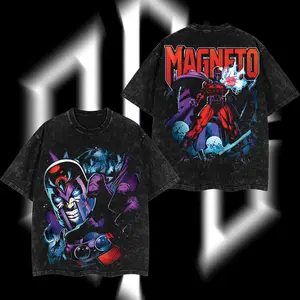 Superstyle The Mutant Messiah "Master of Magnetism" Magneto MCU Edition Double Printed Oversize Lightweight Acid Washed Tee TV Series Graphic Design Top Cotton Streetwear Comic Superheroes T-Shirt Hoodie Sweater Clothes Menswear Womenswear