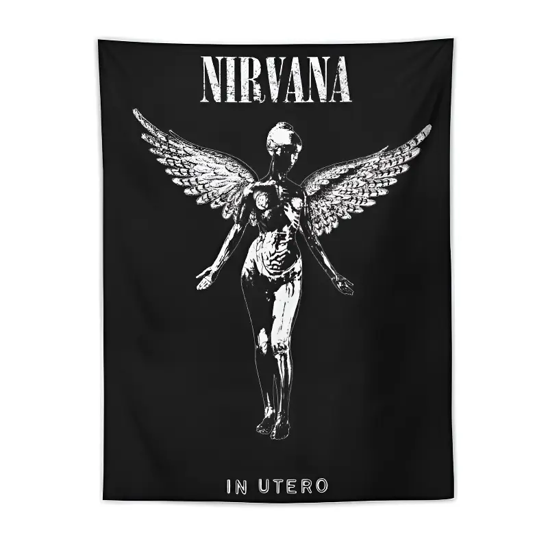 Band Flag Nirv-ana Banner Tapestry For Bedroom Wall Hanging College Decoration Indoor Outdoor PosterGT-Nirvana Size