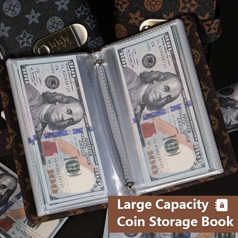Money Saving Coin Storage Book Wallet with Password Lock, Coin Holder, Secure Money Organizer, Ideal for Savings and Organization, Organise, Coin Album, Coin Collector