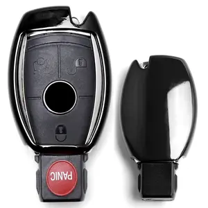 iJDMTOY Chrome Finish Black TPU Key Fob Protective Cover Case For Mercedes Benz C E S M CLA CLS CLK GLK GLA GLC GLE GL SL Class, etc Remote Key