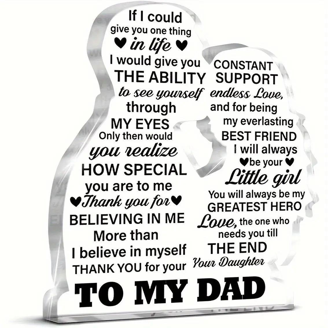 Acrylic Desktop Ornament, Dad Gifts from Daughter, Father's Day Gift for Dad, Best Dad Birthday Gift, Cool Dad Gift, Desktop Ornament for Home Office, Creative Desktop Decoration