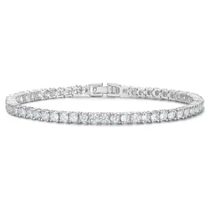 Classic Tennis Bracelet for Women and Men, 8 Inch Cubic Zirconia Elegant Silver-Tone Jewelry for Versatile Wear