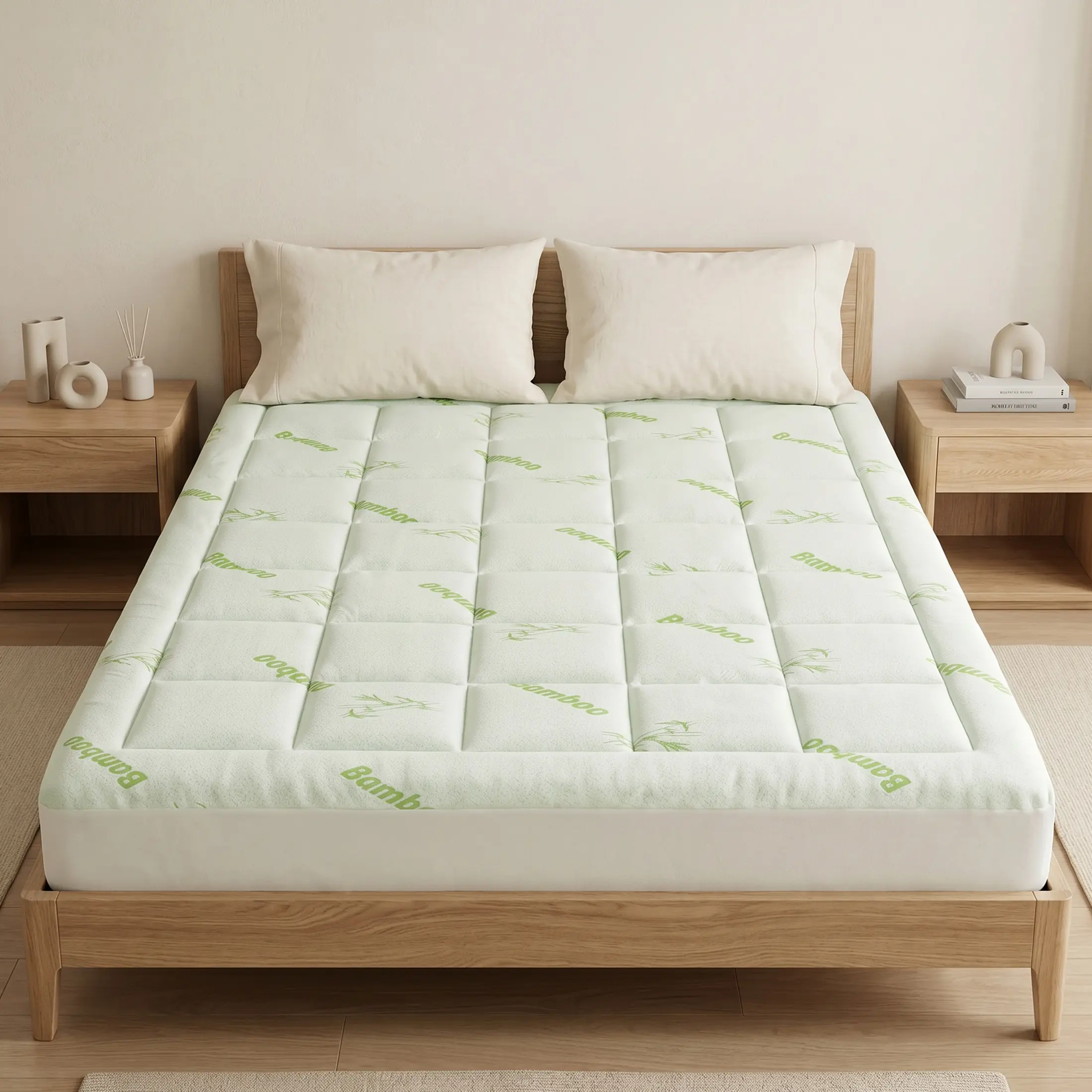 【Summer Sale】Bamboo Mattress Topper, Soft Pillow Top Pad | Viscose Made from Bamboo, Pillow Top, Deep Pocket Comfort, Breathable
