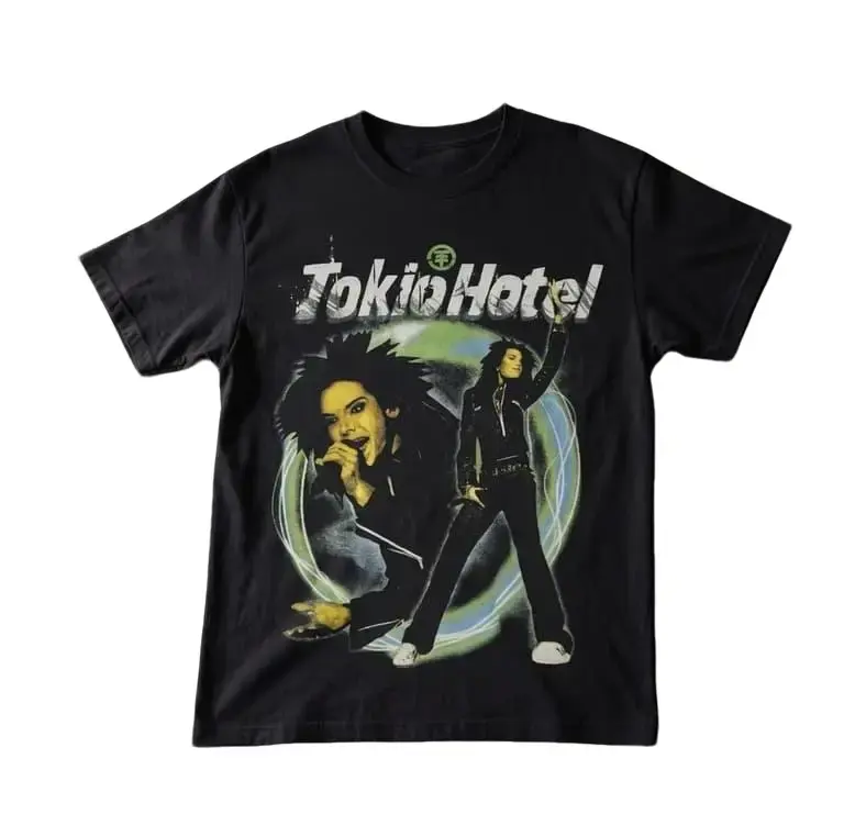 [SALE OFF 50%] Tokio Hotel black T-Shirt Cotton Top Retro Y2K Emo Pop Rock Band Tee
