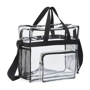 Clear Crossbody Bag Stadium Approved Transparent Shoulder Bag See Through Zip Pouch Tote Bag Handbag 11LBS Load PVC Material Adjustable Straps