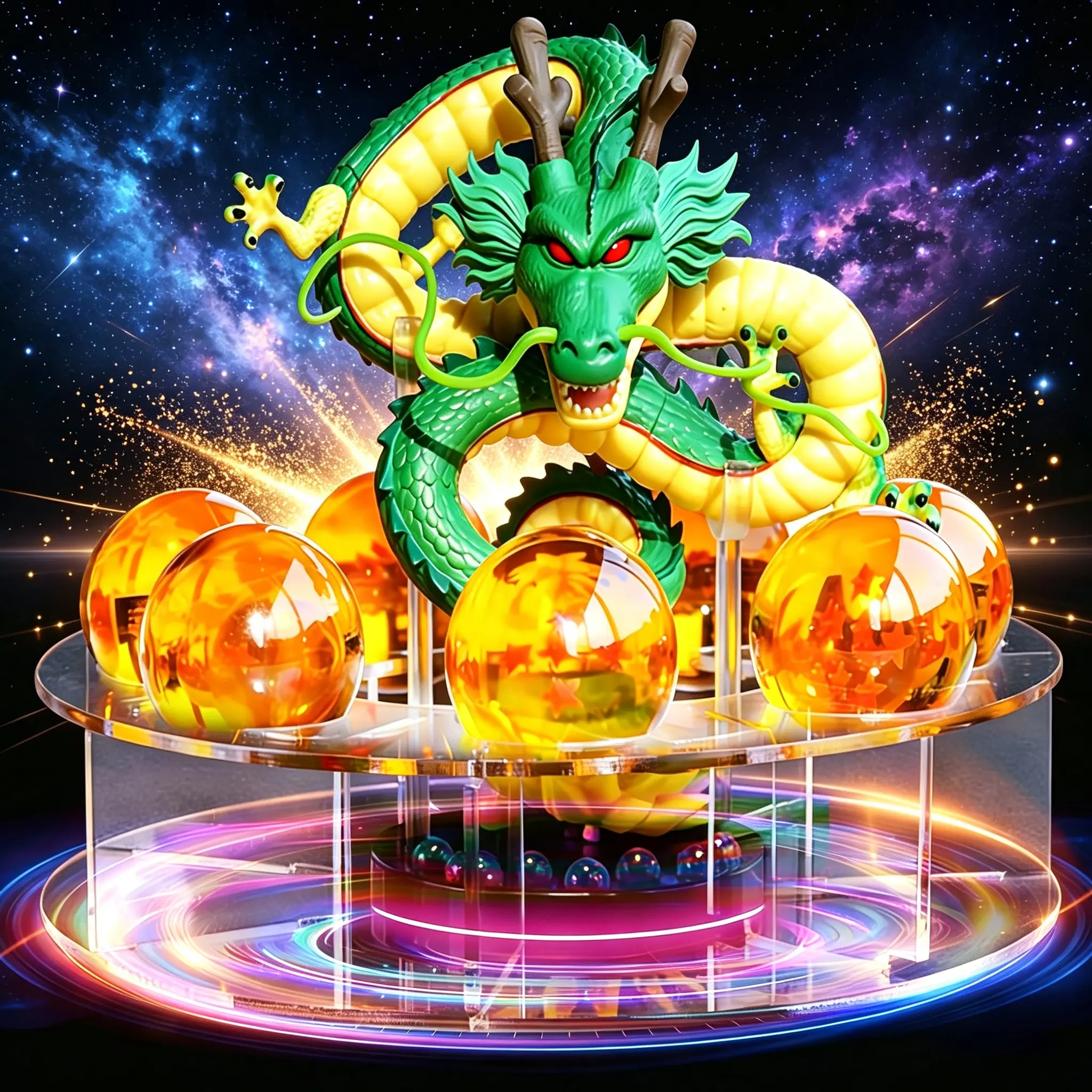 Resin Dragon Figurine Set, includes a 3.6 cm crystal ball and display stand—an essential collectible for DBZ fans. Perfect for Halloween, Christmas, birthdays, and home decor