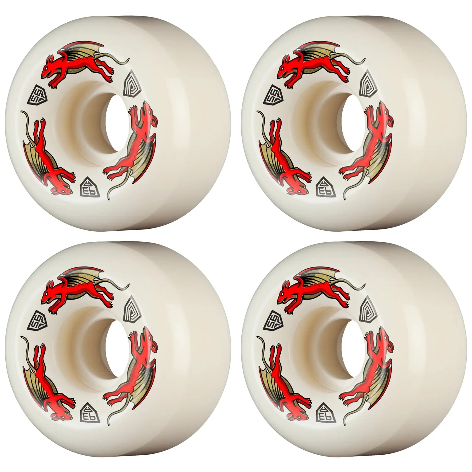 Powell Peralta Skateboard Wheels 56mm x 36mm Dragon Formula 93A AV6 Nano Rat Off White