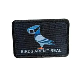 Birds aren't real conspiracy humor joke 2"x3" morale patch with hook and loop backing