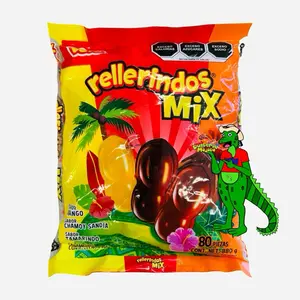 Vero Rellerindos Mix - Mango, Chamoy Watermelon, Tamarind Flavored Soft Centered Hard Candy, 80 Pieces, 880g