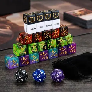 63 Pieces MTG Dice Counters – Magic The Gathering Tokens, Ability Keywords, Life Counters & 6-Sided Dice Set for TCG Card Games