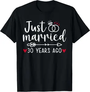 Just Married Couple 100% Cotton Funny Husband Wife 30Th Anniversary Tee