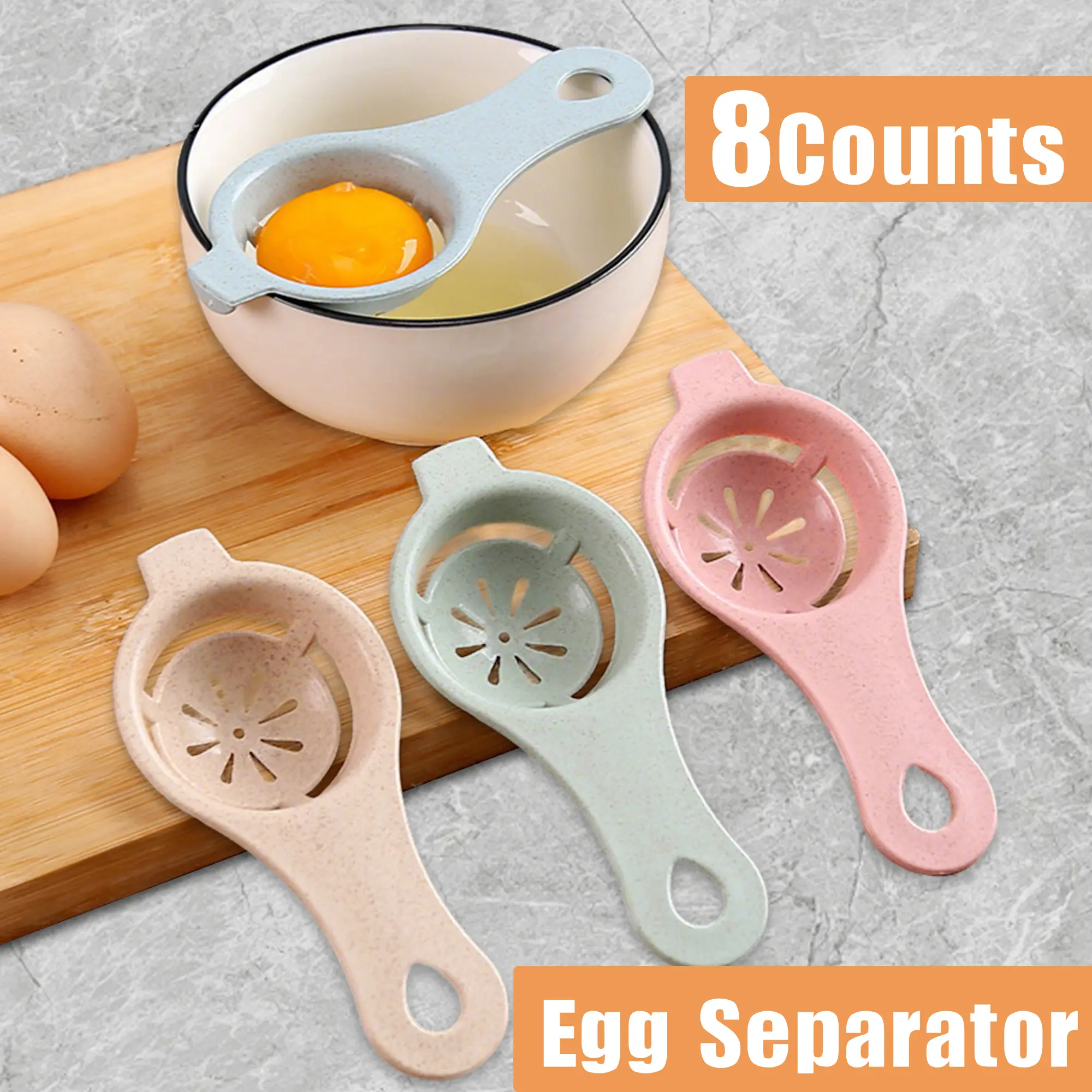 8 Counts Egg Yolk White Separator, Multicolor Egg Shell Separator Set