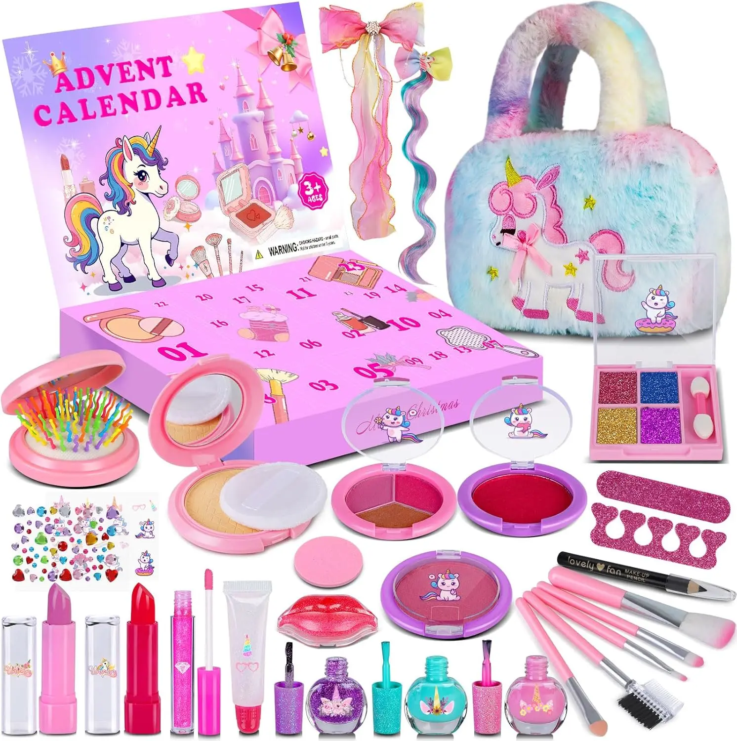 Valentine's Day Gift Makeup Advent Calendar 2025 for Kids Girls, 24 Days Beauty Advent Calendar Countdown Christmas Gifts Washable Cosmetics, Stocking Stuffers Toys for Kids & Girl