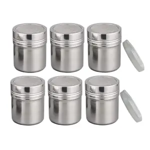 6 Pack Small Powder Shaker with Lid – Stainless Steel Fine Mesh Sifter for Cocoa, Cinnamon, Icing Sugar, Chocolate, Coffee – Reusable & Dishwasher Safe