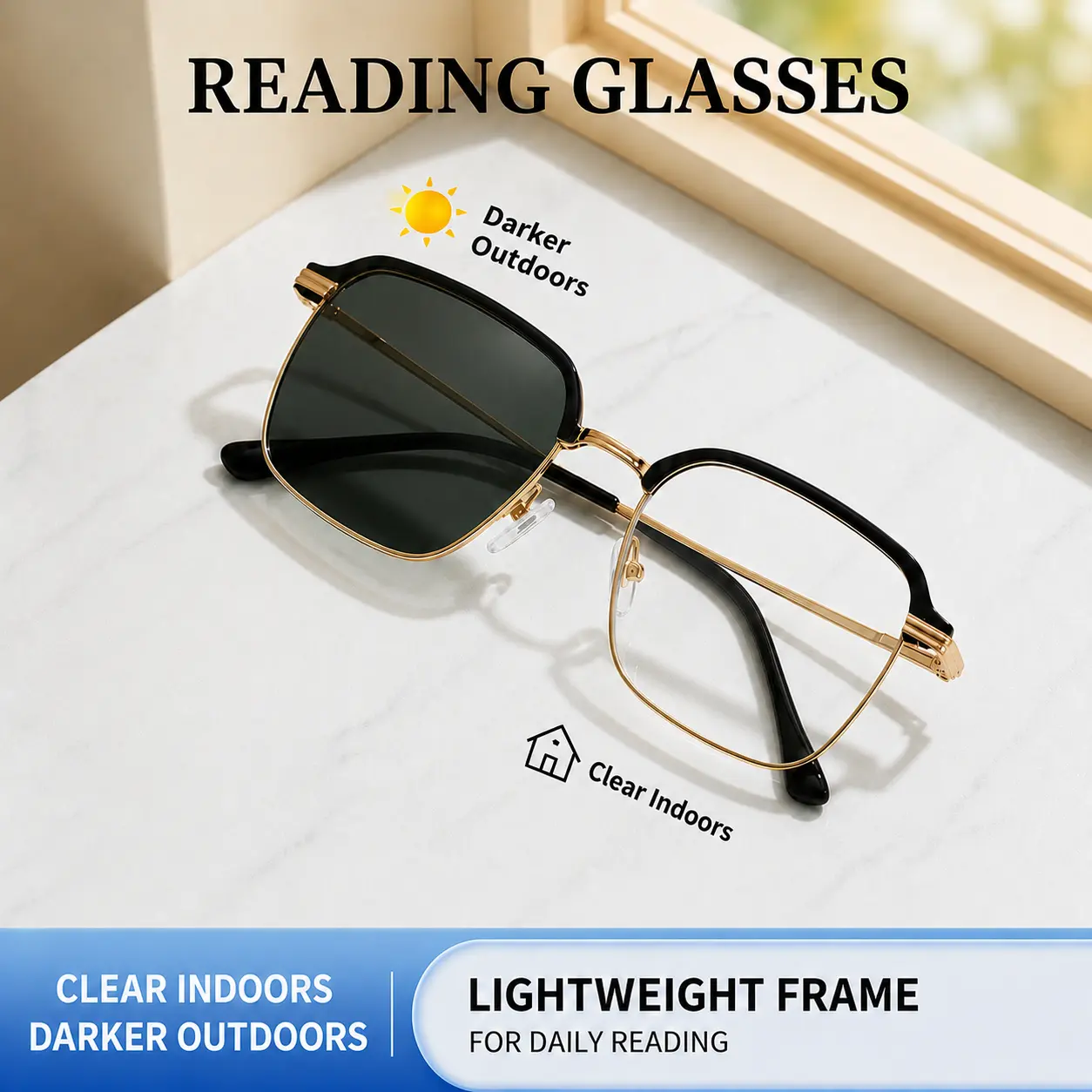 Reading Glasses, Gafas de Lectura Fotocromáticas, Lightweight Readers Daily Clear Photochromic Lens