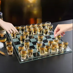 Alcohol Drinking Game Chess Board Set with Glass Wine Cups, Perfect for Bars Ktv Parties, Fun Social Gathering Activity, Party Board Game, Party Table Game, Board Game Prop