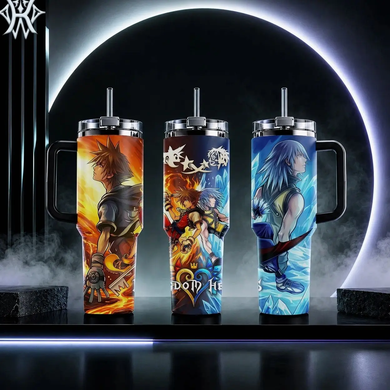 Kingdom Hearts Sora & Riku 40oz Tumbler with Handle & 20oz Skinny Tumbler, Stainless Steel Insulated Travel Mug, Gaming Anime Fan Gift