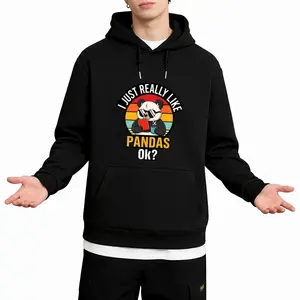 100% Soft Fabric Men's Panda Lover Hoodie with Retro Reading Panda Print