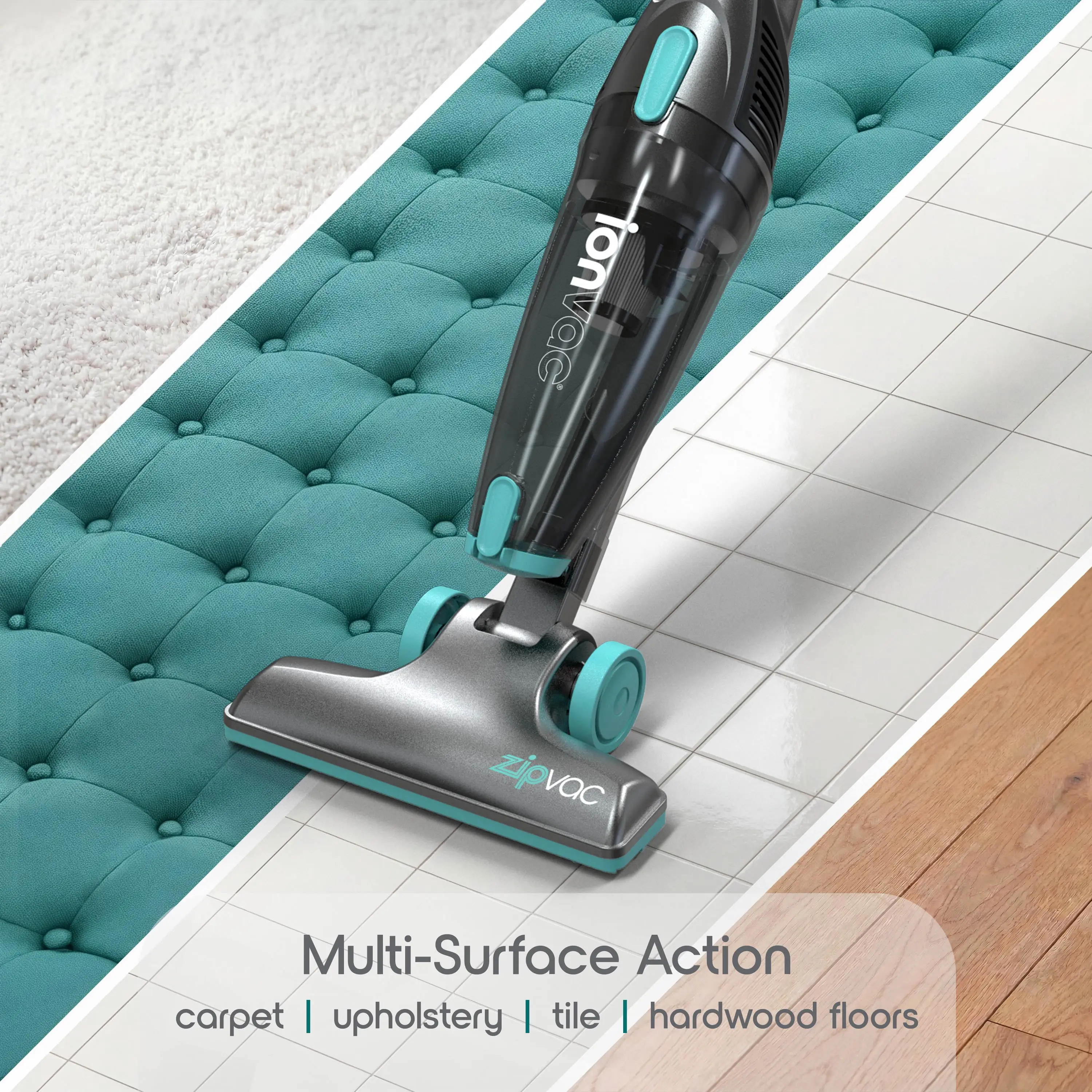 Ionvac ZipVac Corded Stick Vacuum, Multi-Surface 3-in-1 Upright/Handheld Vacuum Cleaner, Model #8842