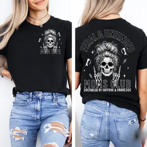 Feral and Unhinged Moms Club Shirt, Skeleton Coffee Mom Shirt, Edgy Mom Graphic Tee, Funny Mom Shirt, Trendy Mom Shirt, Rad Mom Shirt