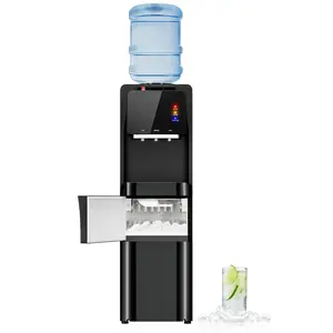 MANASTIN 4-in-1 Water Dispenser with Ice Maker, Hot & Cold & Room Temperature Top Loading Water Cooler with Fast Ice Making, Child Lock, Compatible with 3–5 Gallon Bottles, for Office, Home, Living Room, Glossy Black