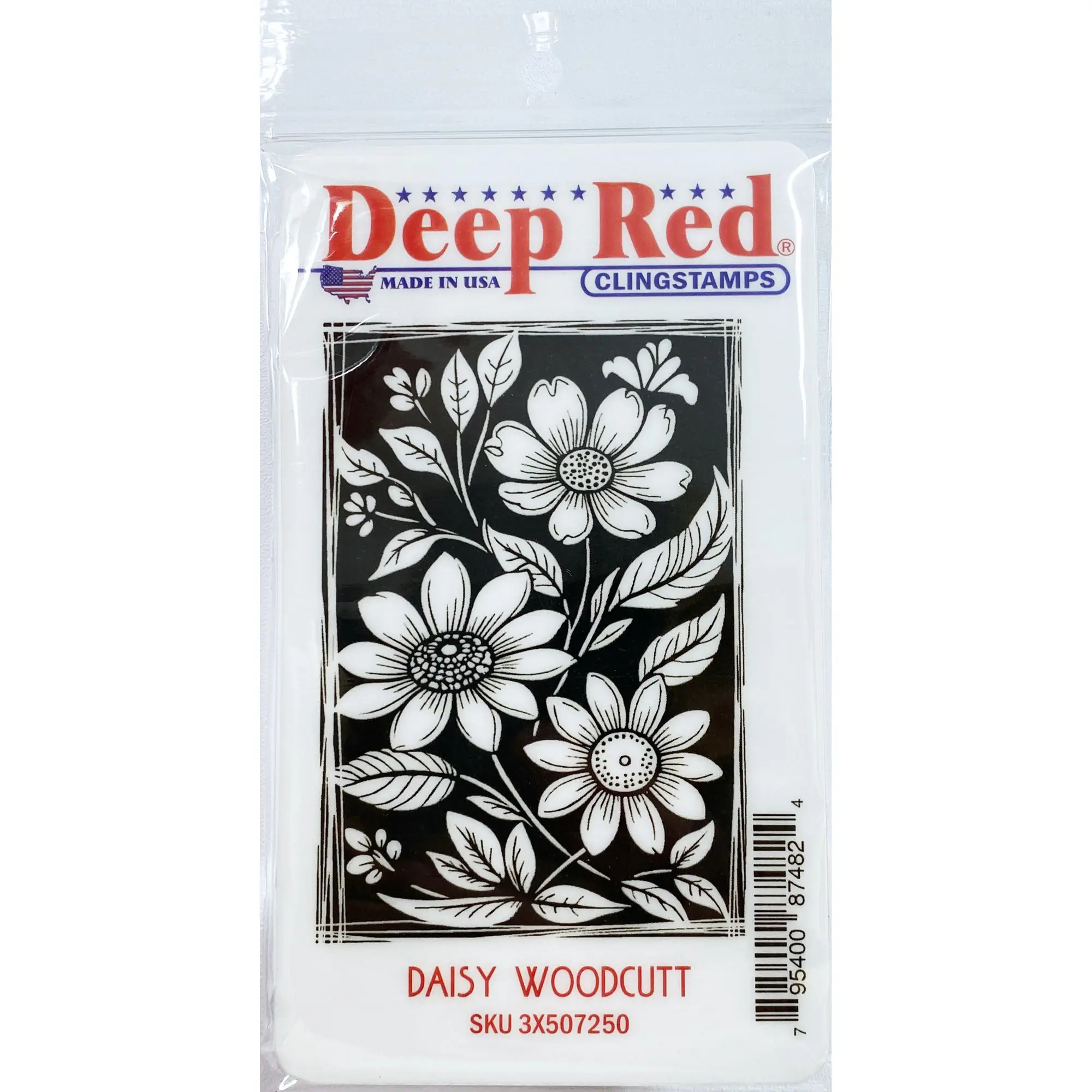 Daisy Woodcut Rubber Cling Stamp