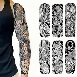 Japanese Crane Girl Pattern Temporary Tattoo Sticker, Waterproof Long Lasting Fake Tattoo Sticker, Body Art Sticker for Men & Women