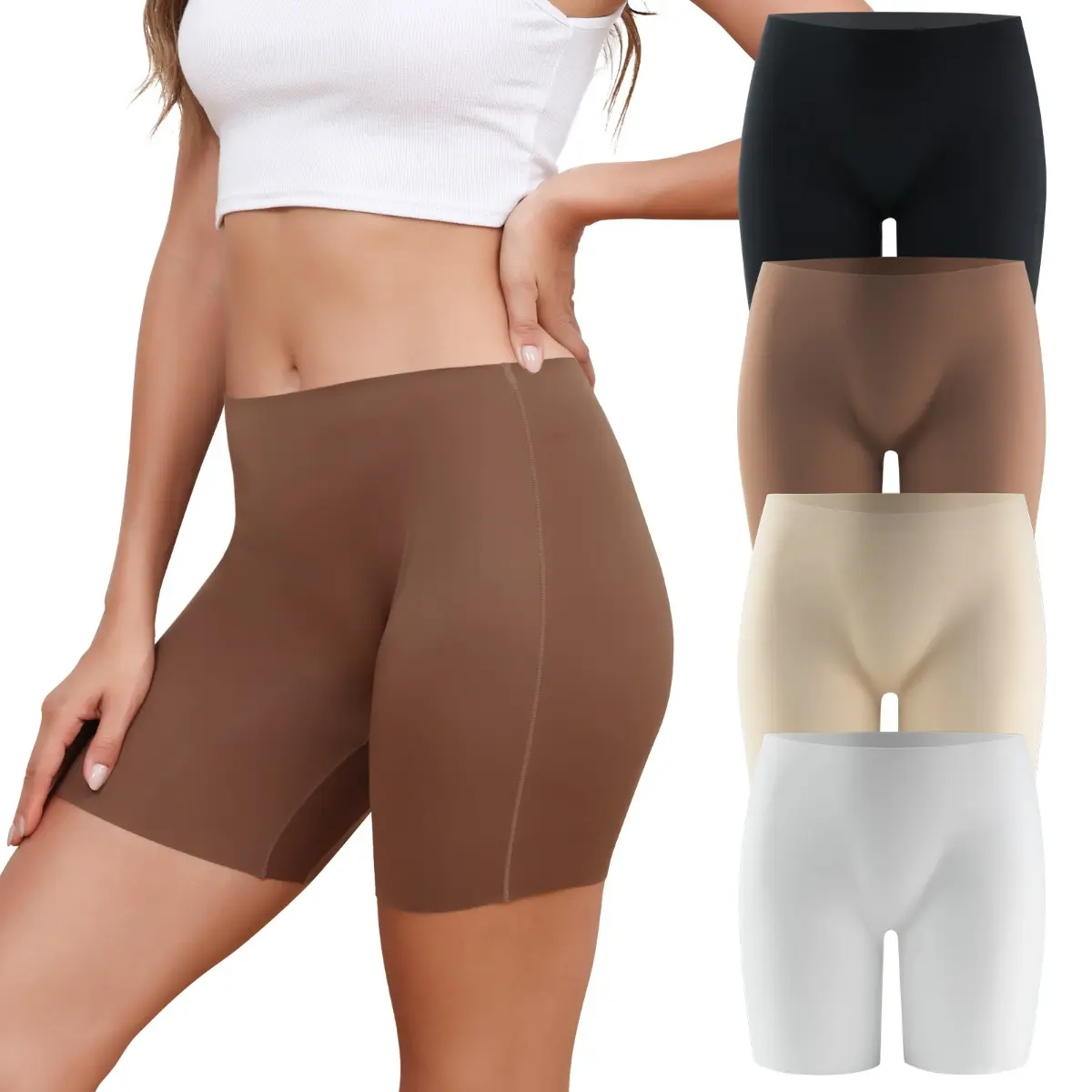 LEVAO Women's Seamless 8" Anti-Chafing Boxer Shorts, Soft Fabric Boyshorts for Basic Workout & Yoga, 4/6 Pack, Breathable, Boy Shorts, Sleeping, Panties, Bike, Fashion, Wicking, Wide Waistband, Thanksgiving, New Year