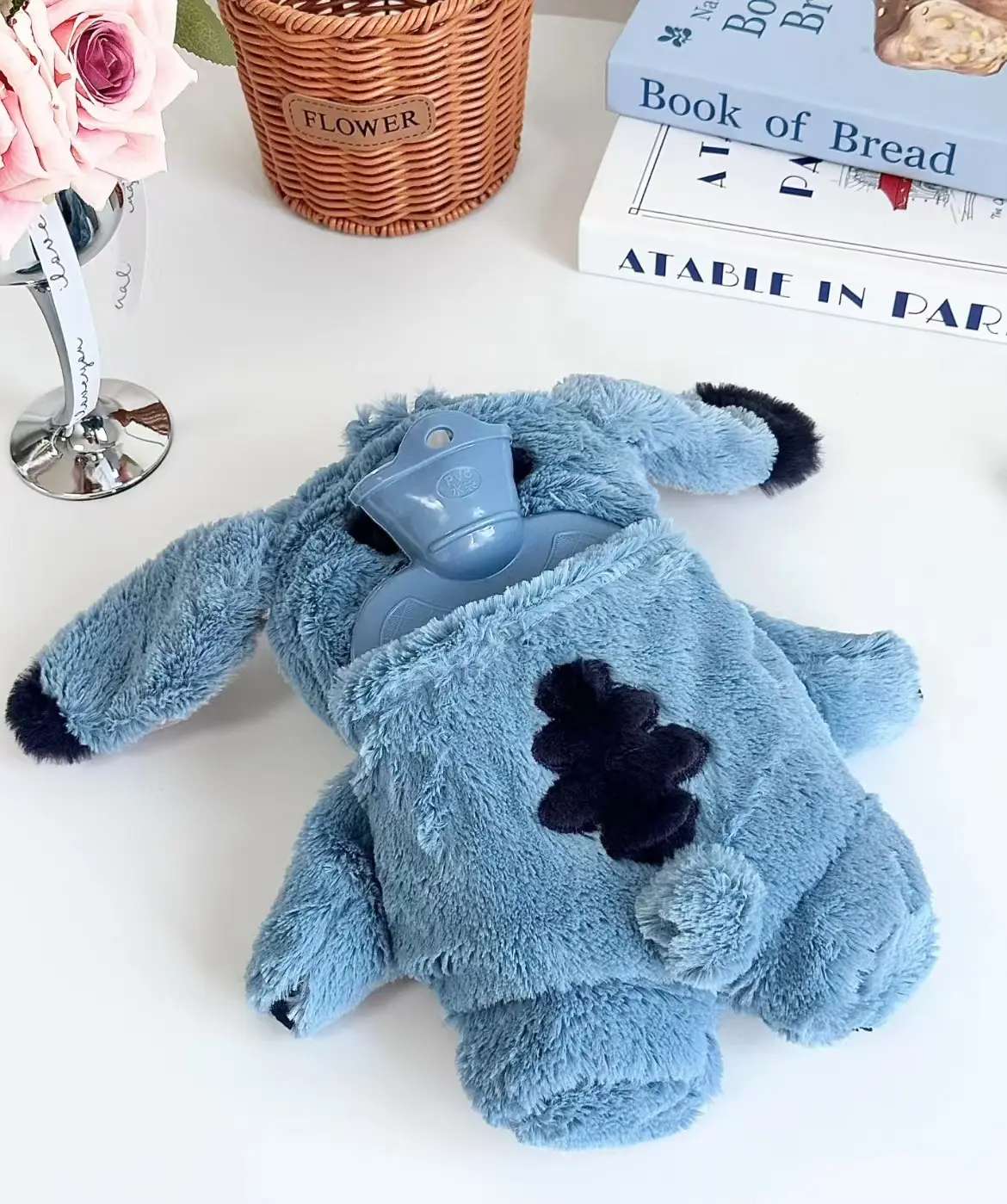New Plush Doll Hot Water Bag Winter Hot Water Injection Bag Doll cartoon plush water hand warm New Year gift thickened new cute Thermal Bottle Blue pastel Cup