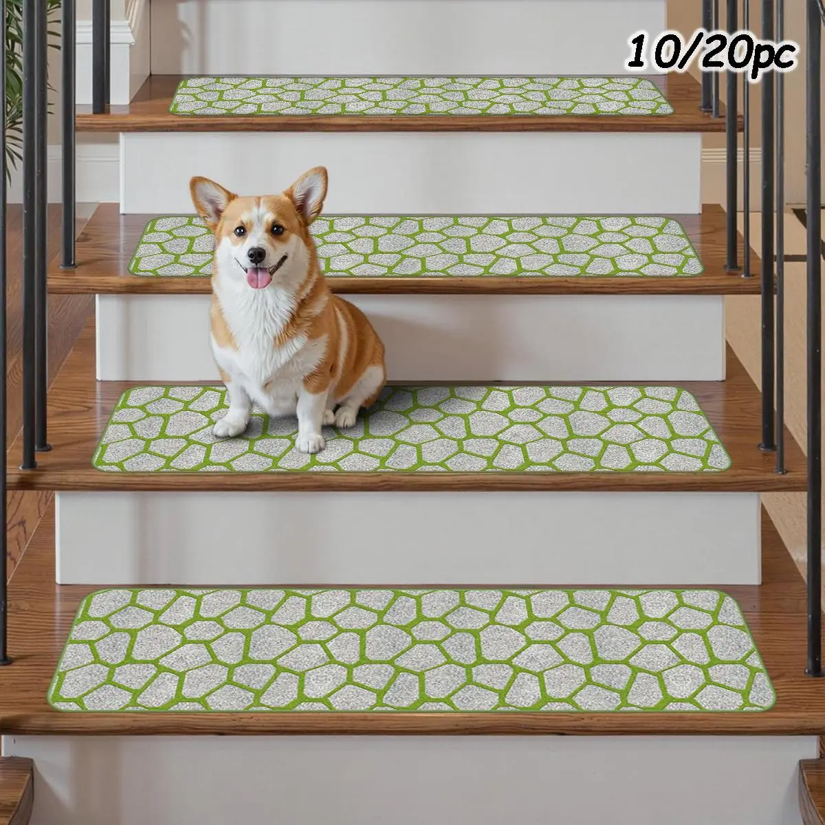 Geometric Pattern Stair Mat, 1 Count Non-slip Stair Rug, Reusable Washable Foldable Stair Carpet, Decorative Carpet for Home Living Room Bedroom