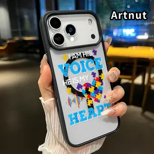 Magnetic Case for iPhone 17 Air 16 Pro Max 15 16E 14 Plus 13 12 Mini 11 Promax X XS XR XSMax Autism Pattern Acrylic Back TPU Edges Shockproof Ultra Thin Mobile Phone Cover Gift