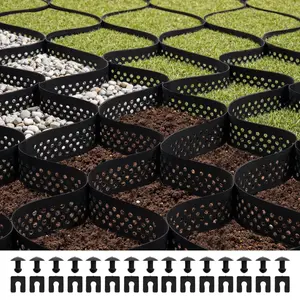 VEVOR Heavy-Duty Multi-Use Gravel Grid, 3 in Depth, 24.93 x 9.52 FT/7600 x 2900 mm, 1880 LBS Per Sq Ft Grass Ground Retainer, Permeable Geo Grids for Driveway Stabilization, Garden, RV Parking, Heavy-Duty Support